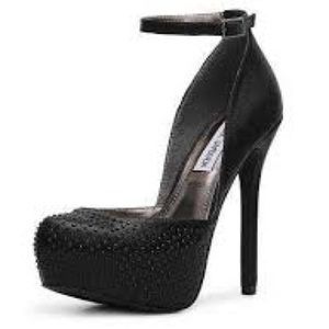 Steven Madden Black Rhinestone Naya Platform Pump